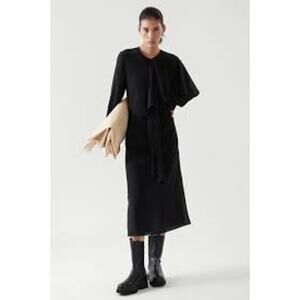 COS Silk Cape Dress Black Quiet Luxury 2